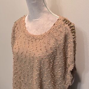 C.O.C. Gold studded textured brown blouse NWT 2XL